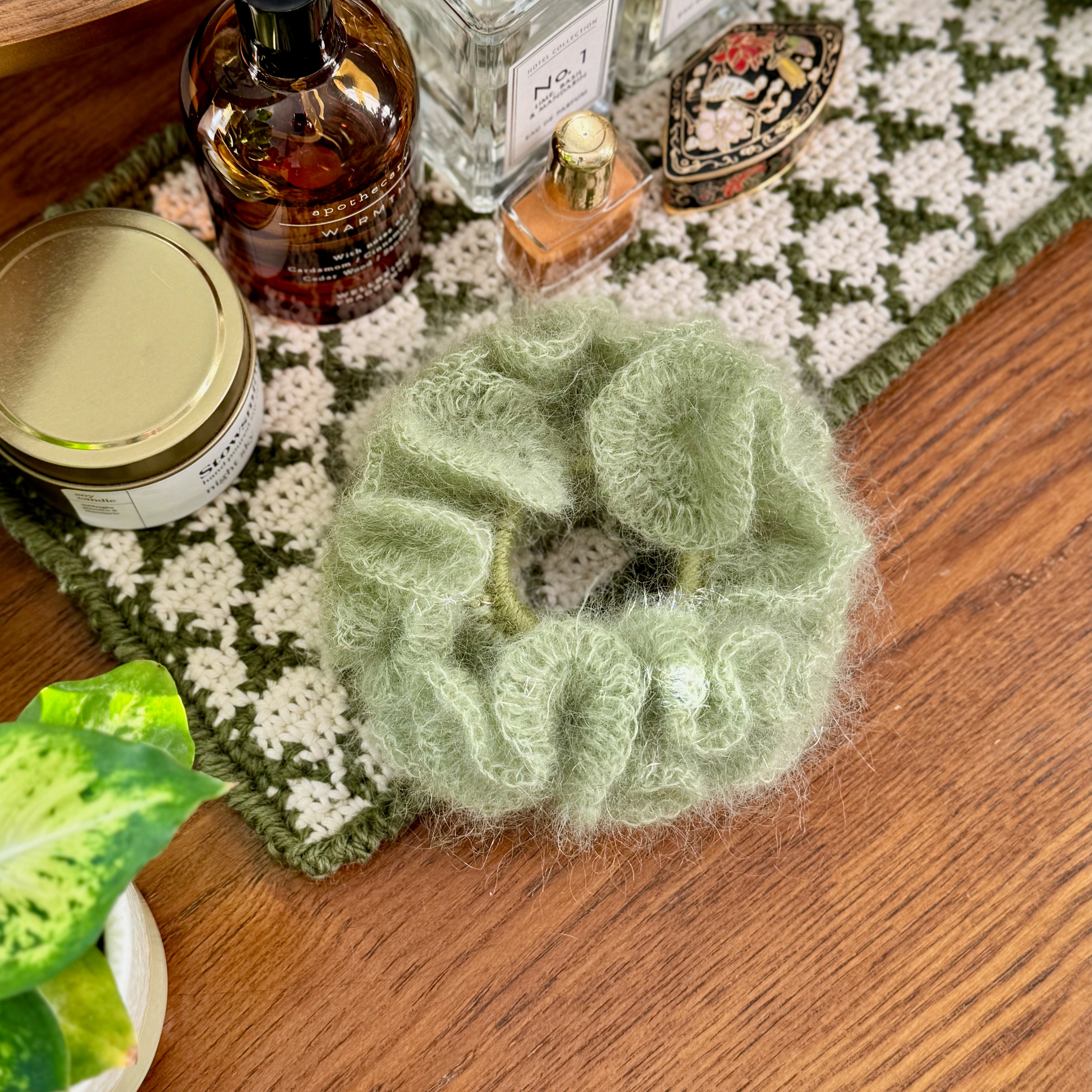 Sage Mohair Scrunchie
